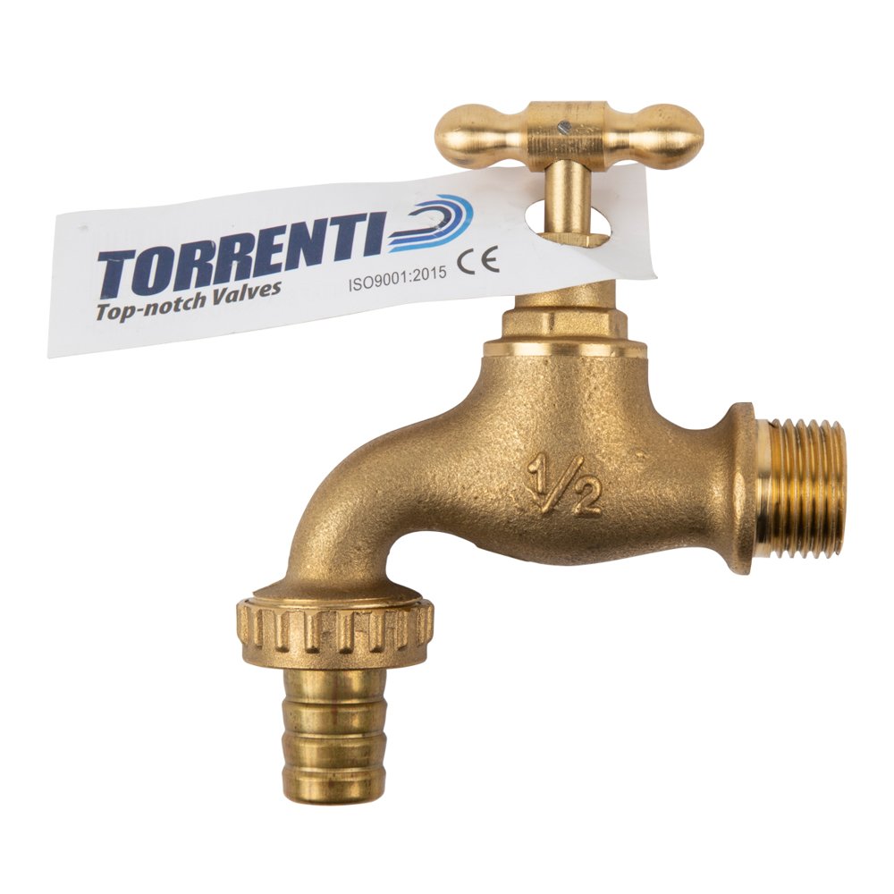 Torrenti Bibcock Tap Brass Std 15mm x 1/2inch