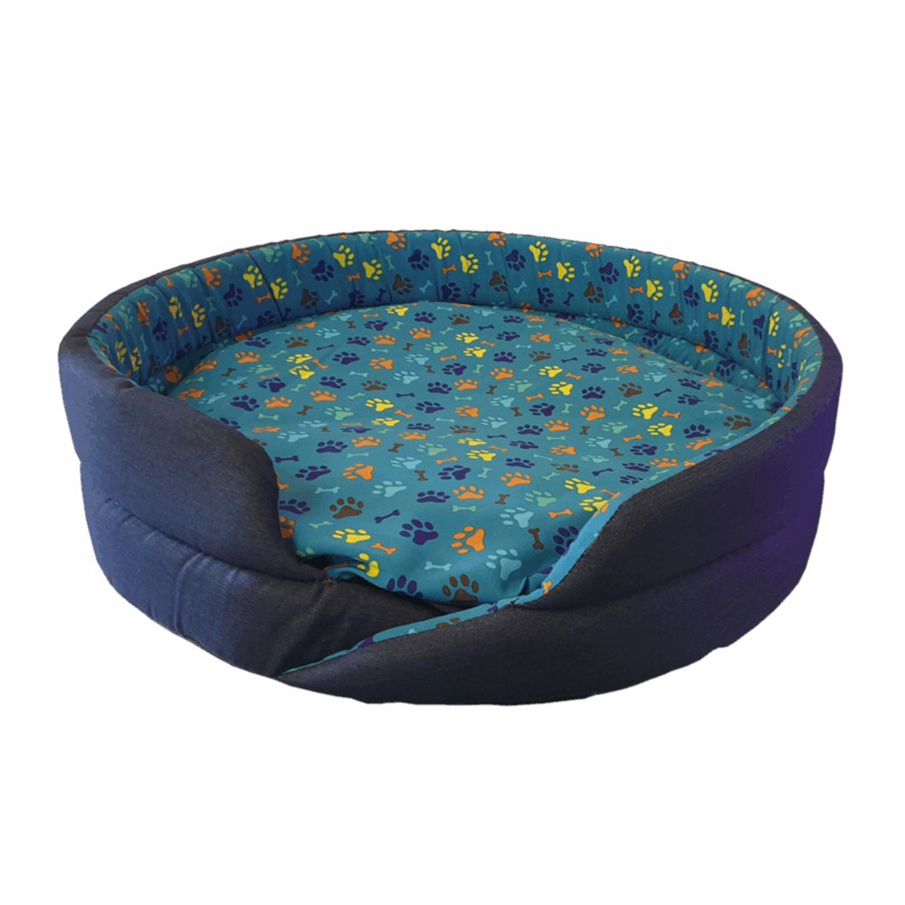 Complete Dog Bed Paw Print Large 65CM Ass Colour