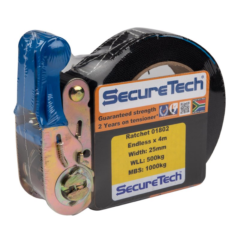 Securetech Tie-Down Ratchet Spanset 25mm 1TON 4mx2