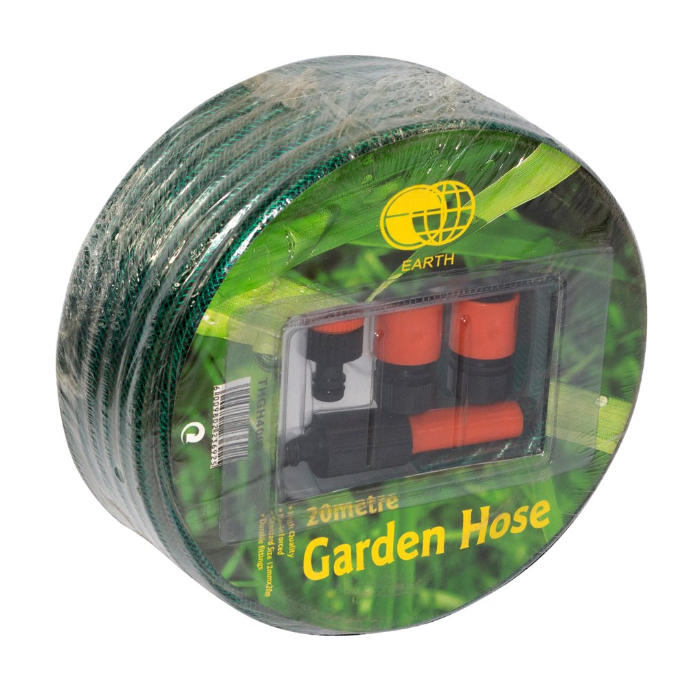 Earth Garden Hose 12mmx20m with Fittings 1 Roll