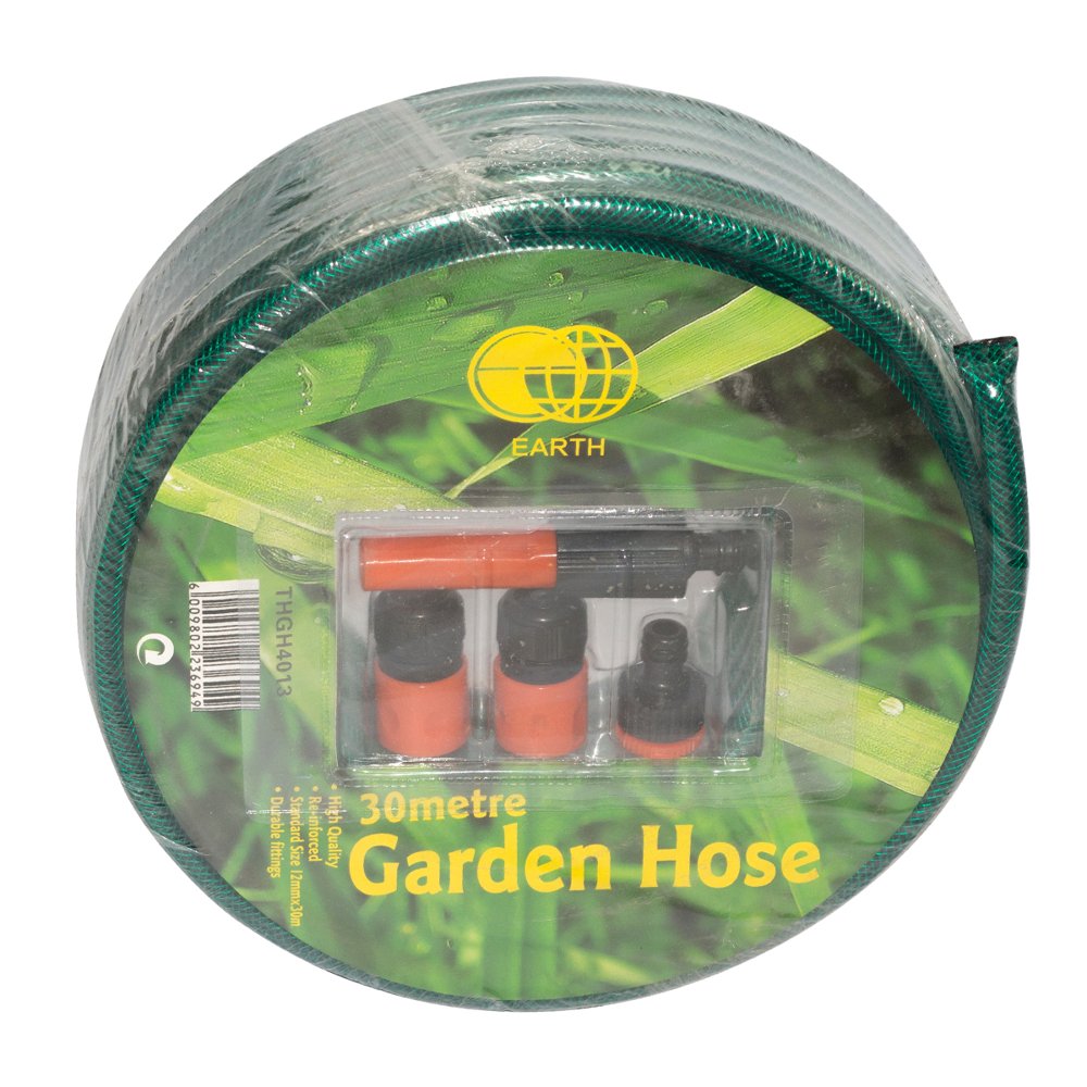 Earth Garden Hose 12mmx30m with Fittings 1 Roll