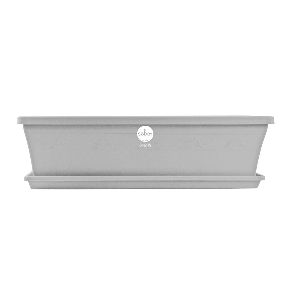 Sebor Sill Planter & Saucer Set 50CM Light Grey