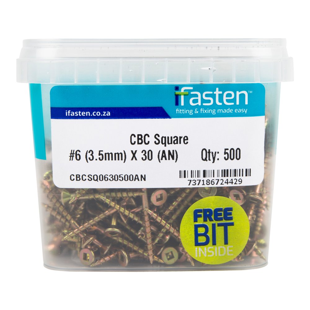 Ifasten Cbc Square No6 3.5mmx30mm 500 Pt + Bit