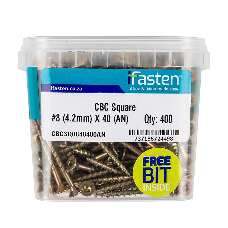 Ifasten Cbc Square No8 4.2mmx40mm 400 Pt + Bit