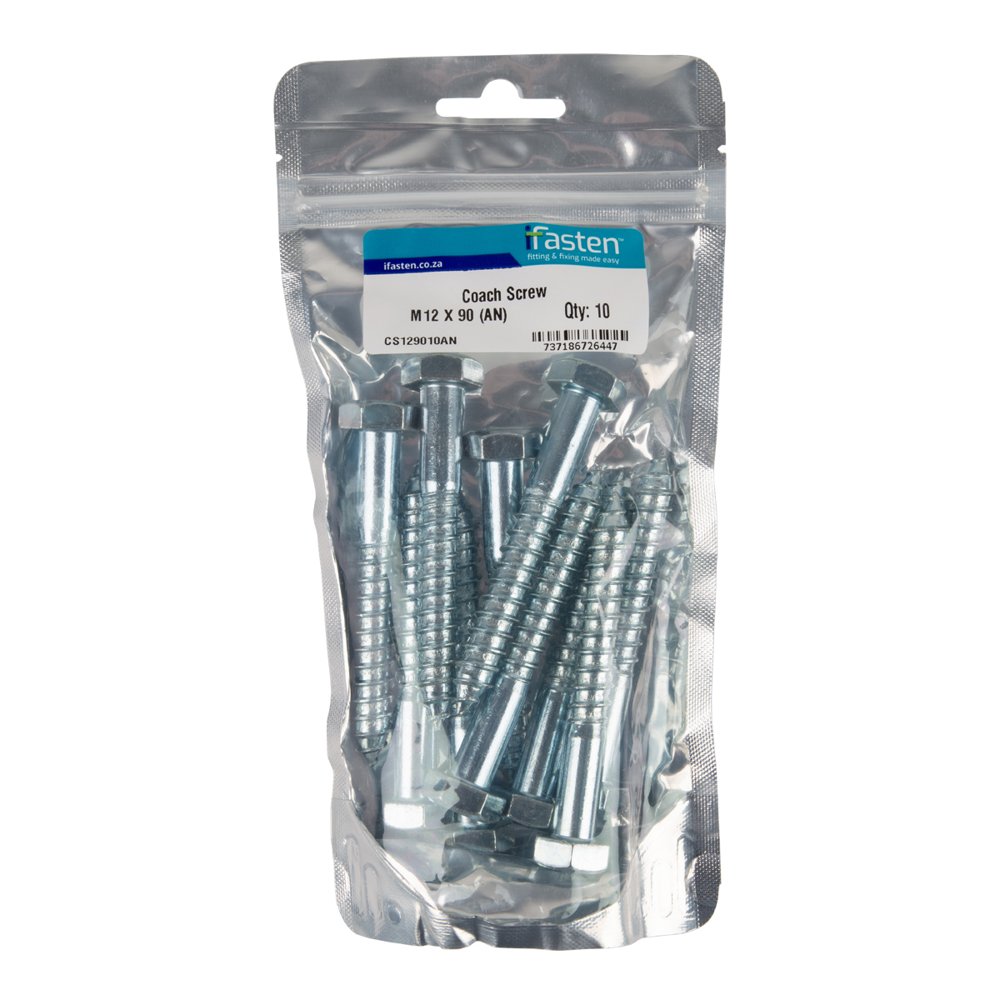 Ifasten Coach Screw M12x90mm 10 PP