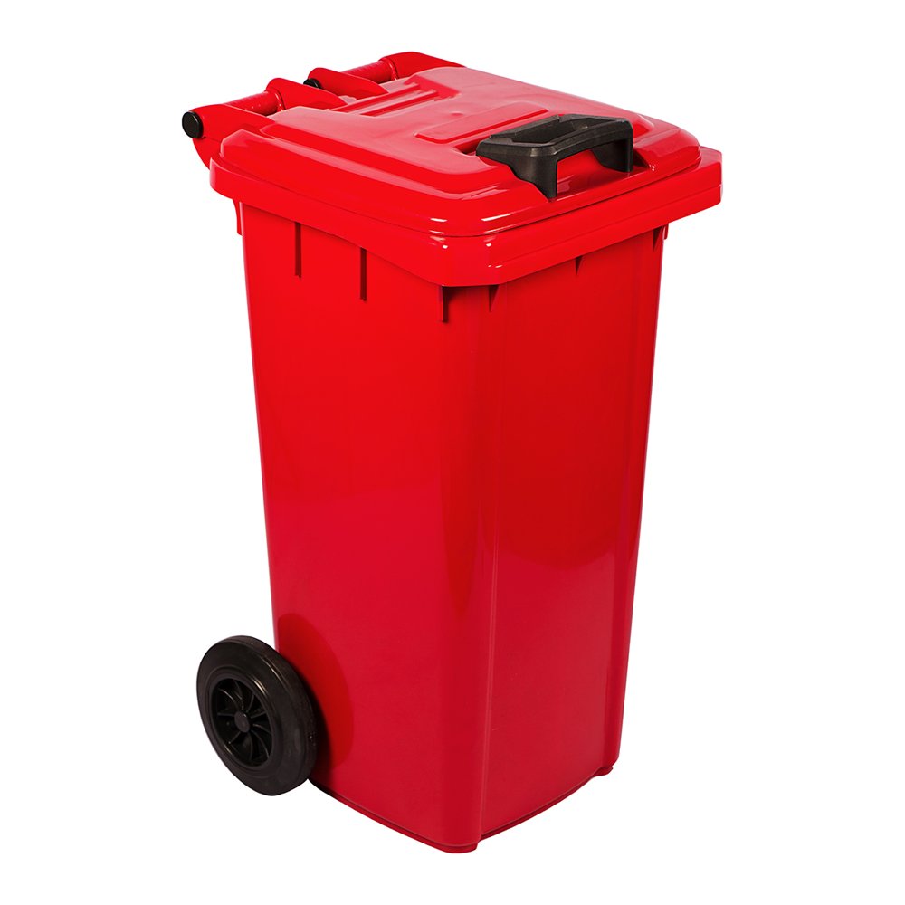 Pride Refuse Wheely Bin Non Sabs Virgin Red 80l