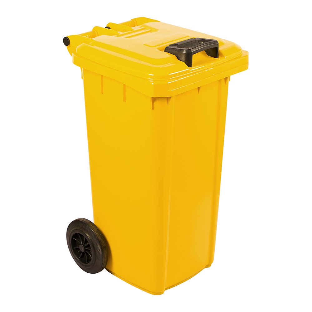 Pride Refuse Wheely Bin Non Sabs Virgin Yellow 80l
