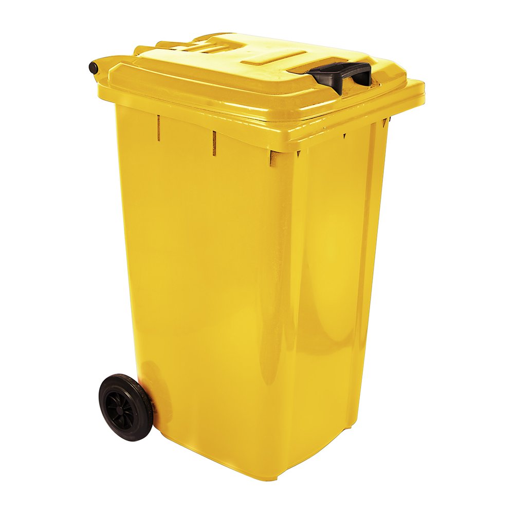 Pride Refuse Wheely Bin Non Sabs Recyc Virgin Yell 240l