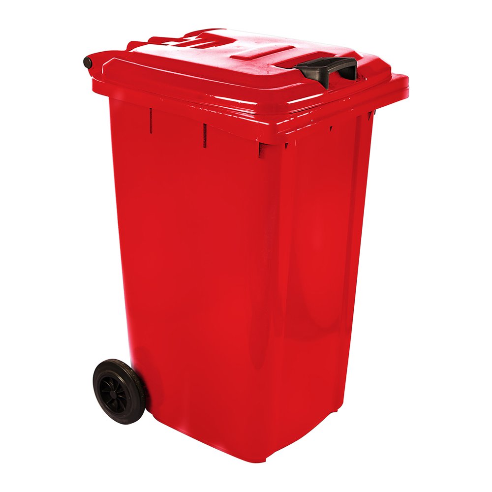 Pride Refuse Wheely Bin Sabs HDPE Red 240l