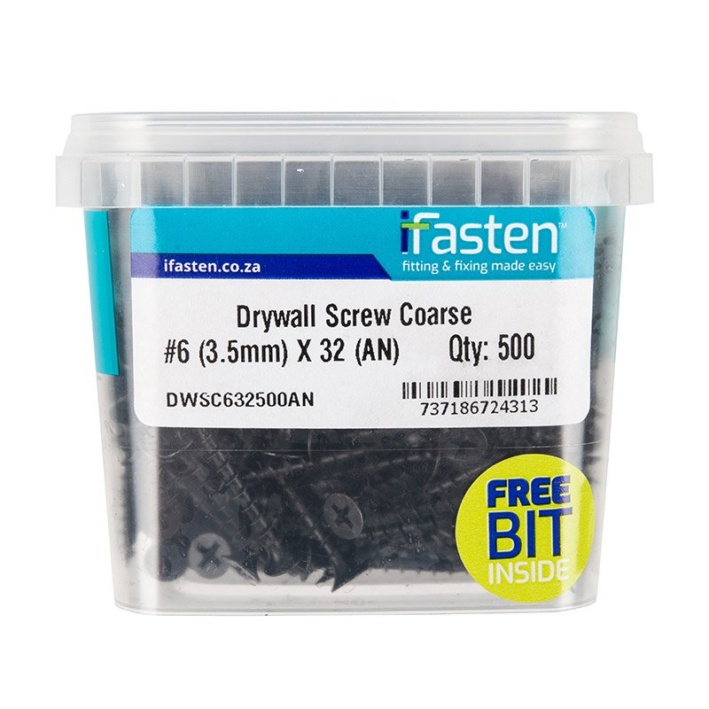 Ifasten Drywall Screw Coarse No6 3.5x32mm 500 Pt +