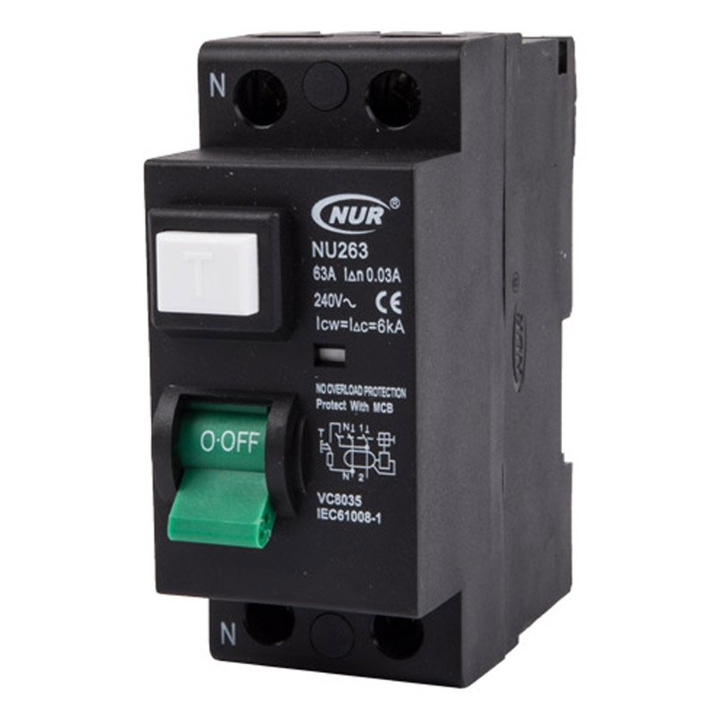 NUR Earth Leakage Mini Rail 63A Dp 6KA