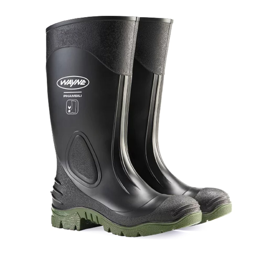 Wayne Phambili Gumboot Black Green Stc Size 9