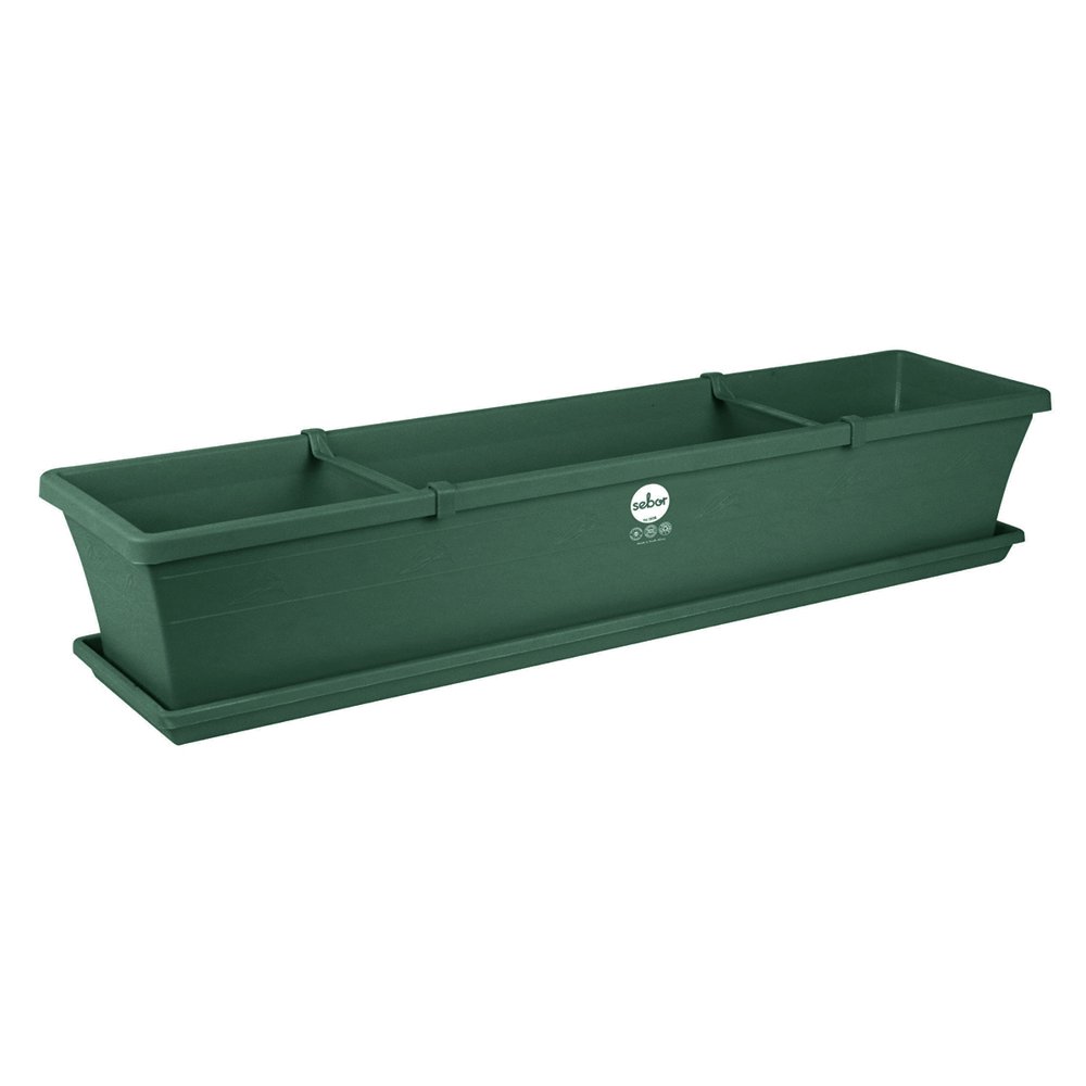 Sebor Sill Planter & Saucer & Clip 75CM Dark Green