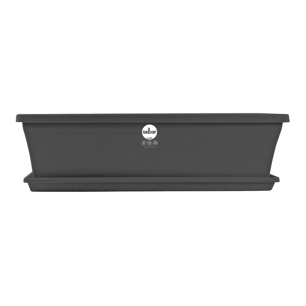 Sebor Sill Planter & Saucer Set 50CM Charcoal