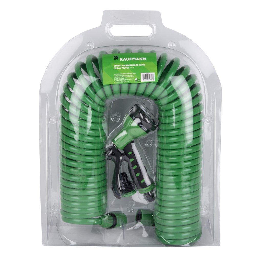 Kaufmann Garden Kaufmann 15m Spiral Garden Hose+pistol+couplings