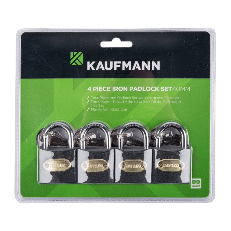 Kaufmann Hardware Kaufmann Padlock Steel Set 4 Pc 30mm