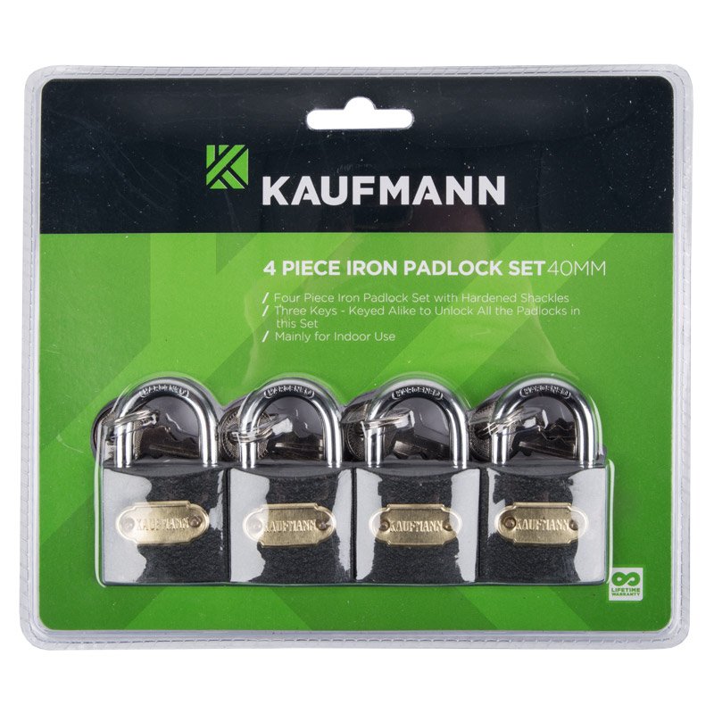 Kaufmann Hardware Kaufmann Padlock Steel Set 4 Pc 40mm