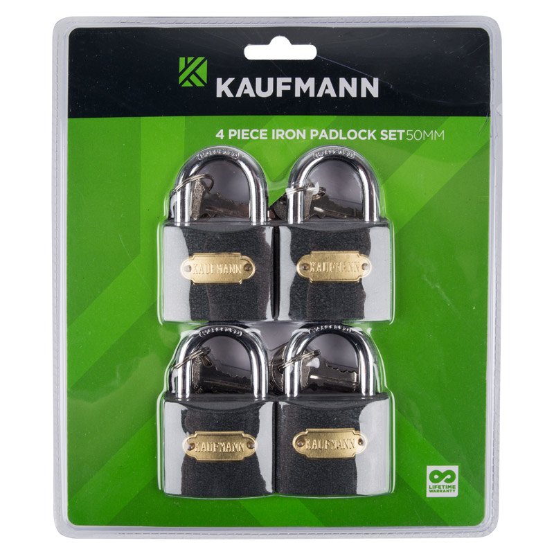 Kaufmann Hardware Kaufmann Padlock Steel Set 4 Pc 50mm