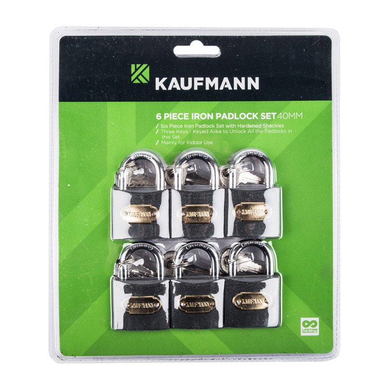 Kaufmann Hardware Kaufmann Padlock Steel Set 6 Pc 30mm