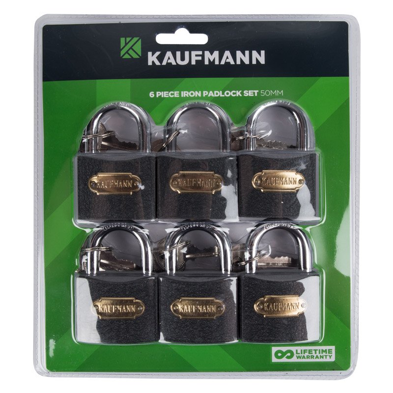 Kaufmann Hardware Kaufmann Padlock Steel Set 6 Pc 50mm