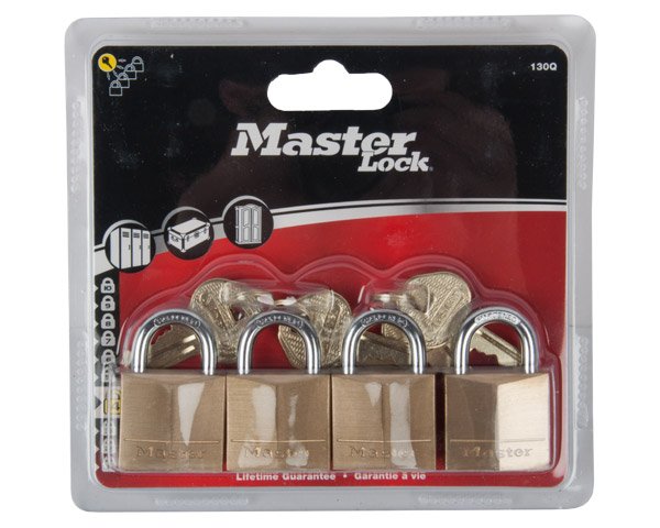 Mackie Master Pad Lock Brass 4PK 40mm Keyd Alike
