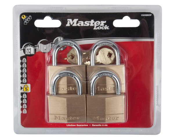 Mackie Master Pad Lock Brass 4PK 50mm Keyd Alike