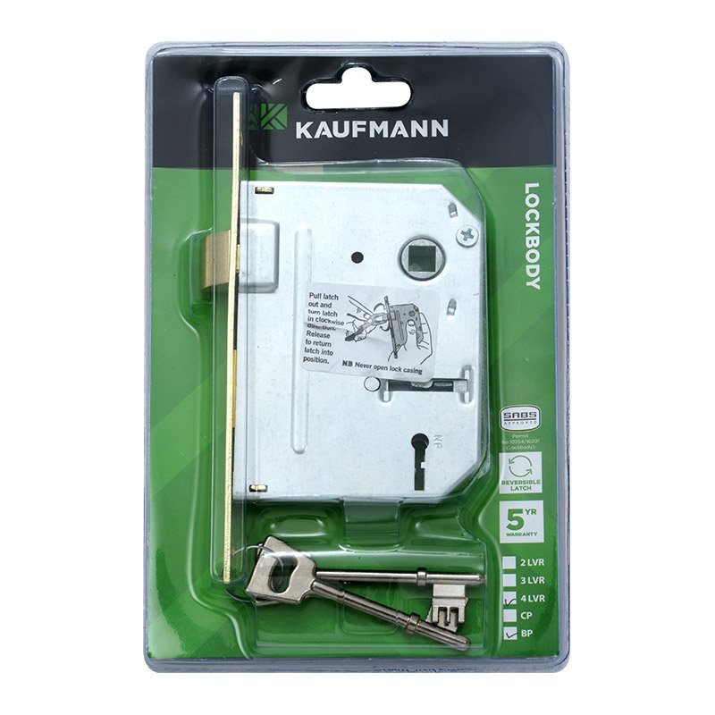 Kaufmann Hardware Kaufmann Lockbody 4 Lever Sabs Brass Plated