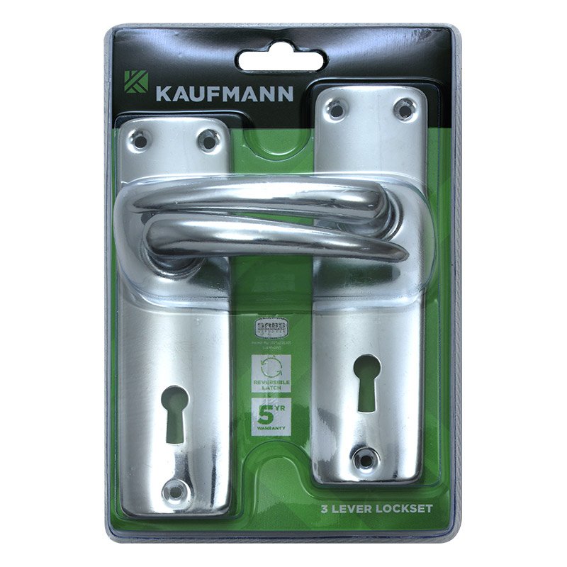 Kaufmann Hardware Kaufmann Lockset 3 Lever Sabs Lock + Cp Handle