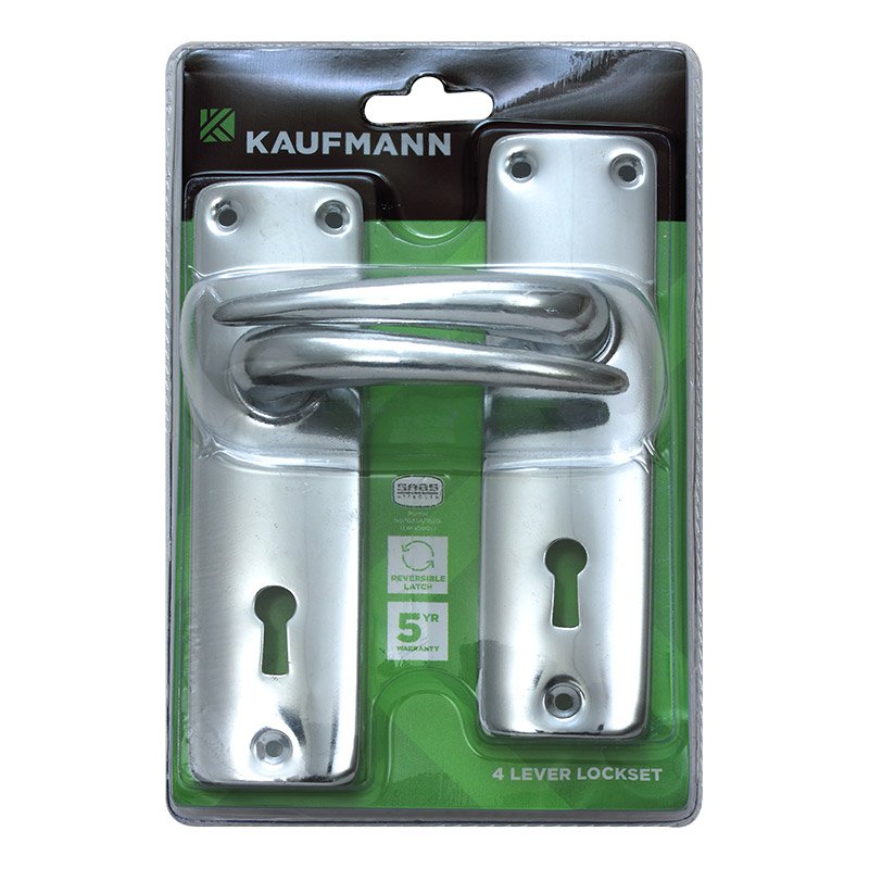 Kaufmann Hardware Kaufmann Lockset 4 Lever Sabs Lock + Cp Handle