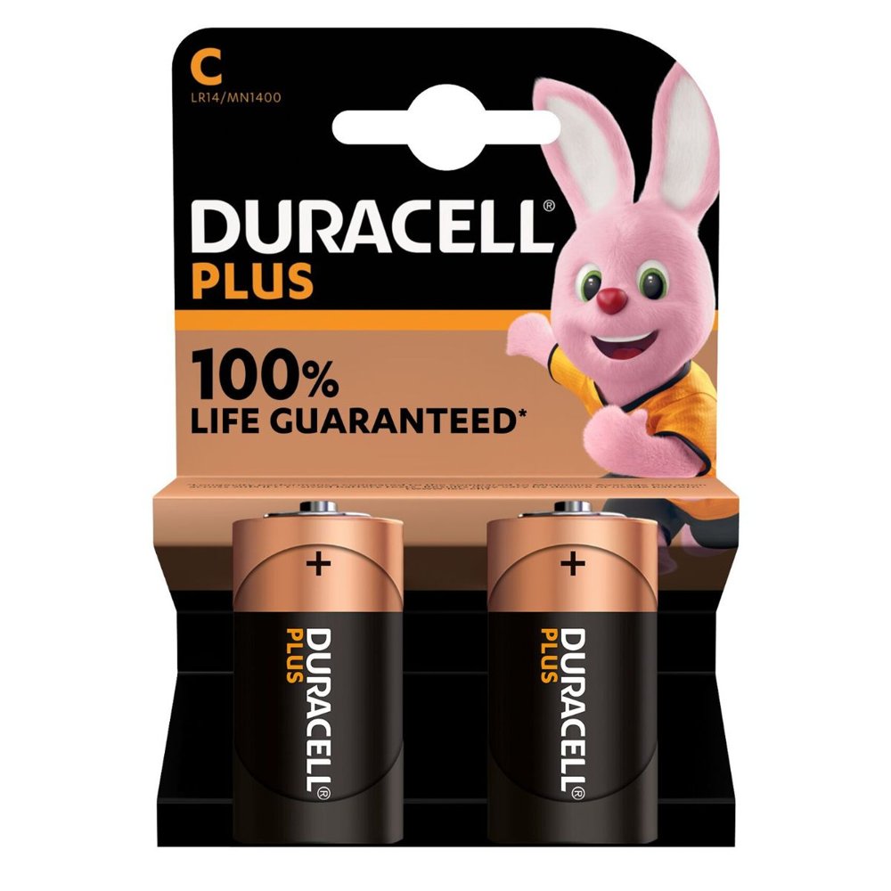 Duracell Battery Plus Alkaline C 2 Pack