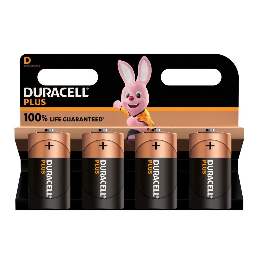 Duracell Battery Plus Alkaline D 4 Pack