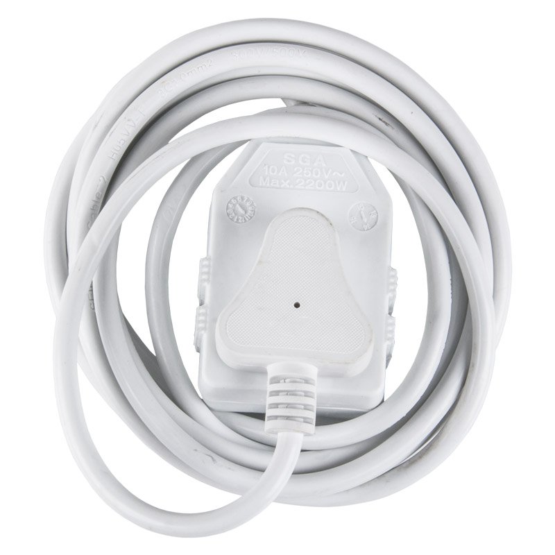 Nexus Extension Cord White Dbl 3m 1.0mm 10A