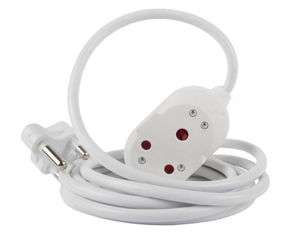 Nexus Extension Cord White Dbl 5m 1.5mm 16A