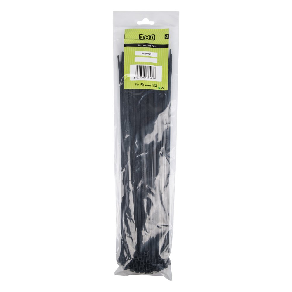 Nexus Cable Ties T120r 7.6mmx400mm Black 100 Pack