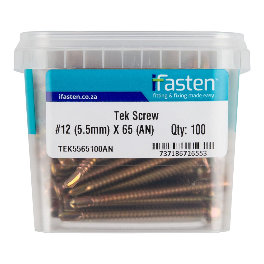 Ifasten Tek Screw No12 5.5mmx65mm 100 Pt