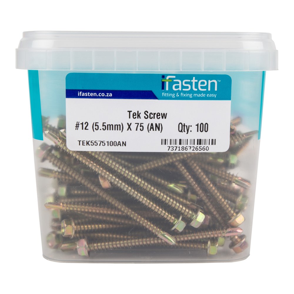 Ifasten Tek Screw No12 5.5mmx75mm 100 Pt