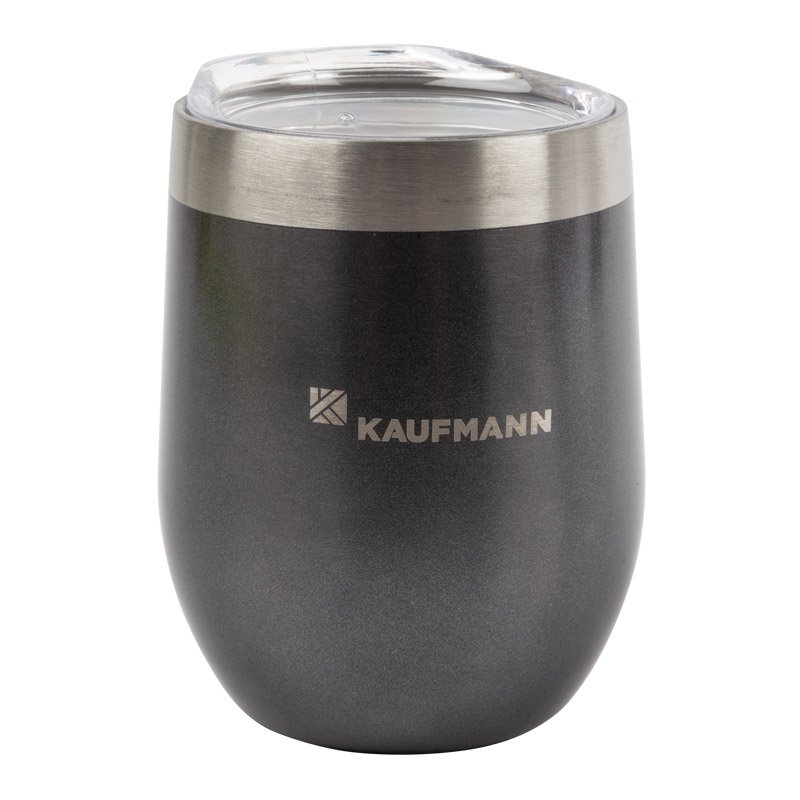 Kaufmann Outdoor Kaufmann Tumbler Wine Dbl Wall with Lid Gry 350ml