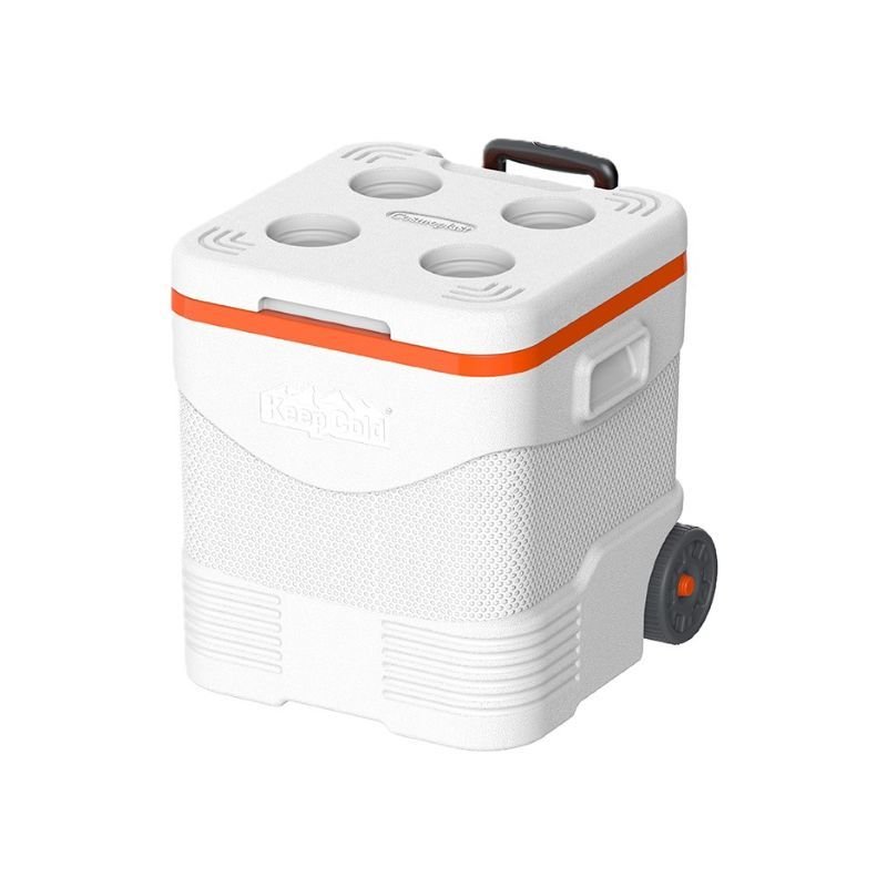 Cosmoplast Picnic Trolley Cooler Box 45 L – White/Orange