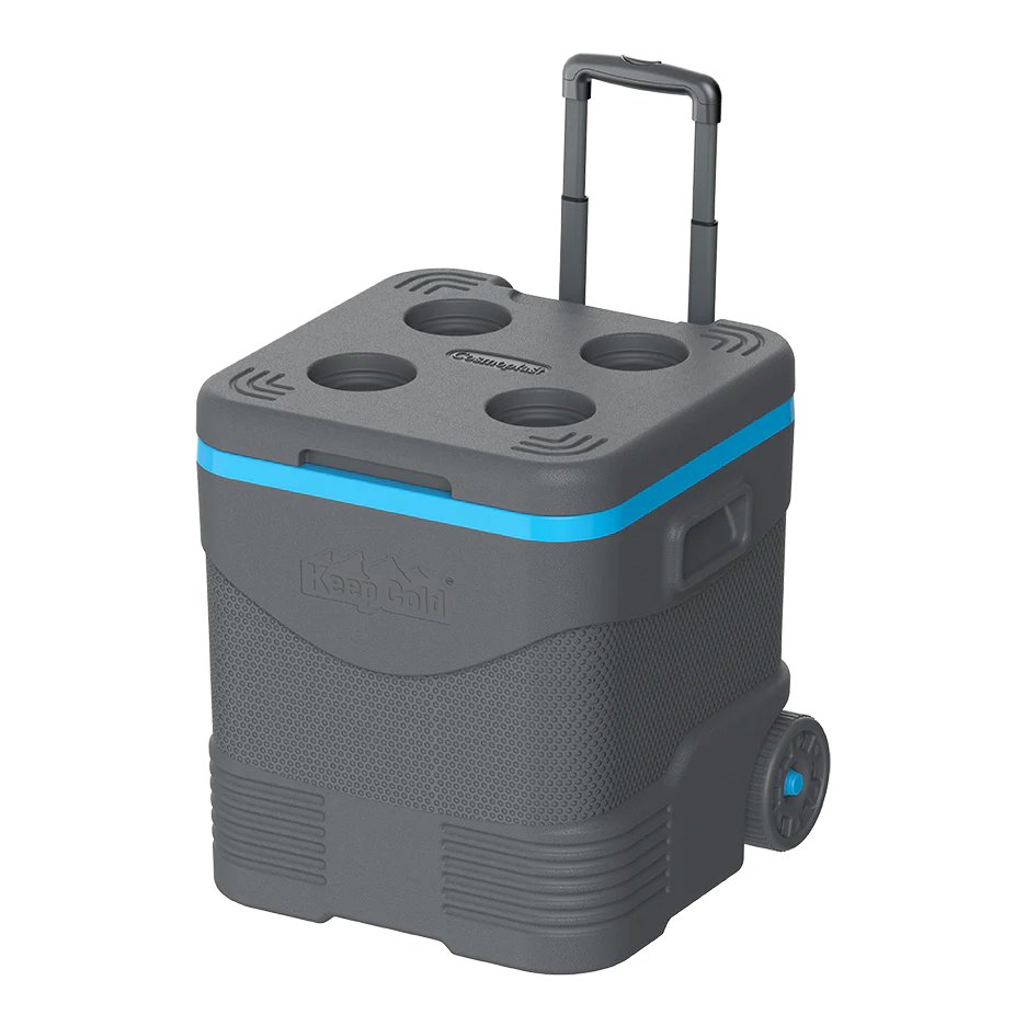Cosmoplast KeepCold Trolley Icebox 45L with Wheels – Dark Grey/Blue