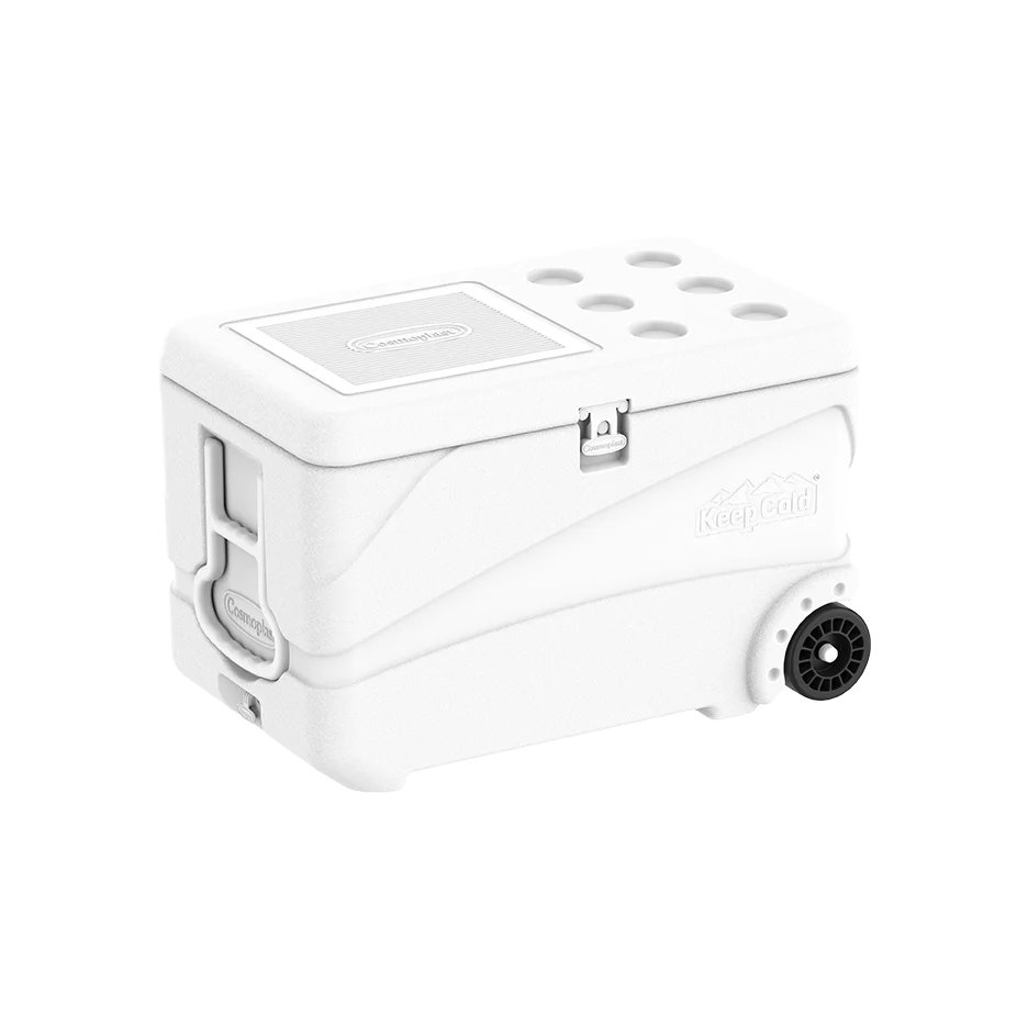 Cosmoplast KeepCold Deluxe 84L Icebox with Wheels – White