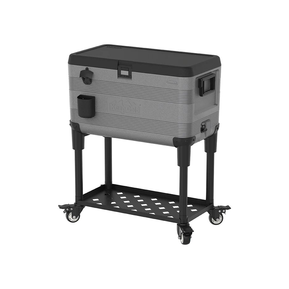 Cosmoplast KeepCold 70L Patio Icebox Cart with Wheels – Grey