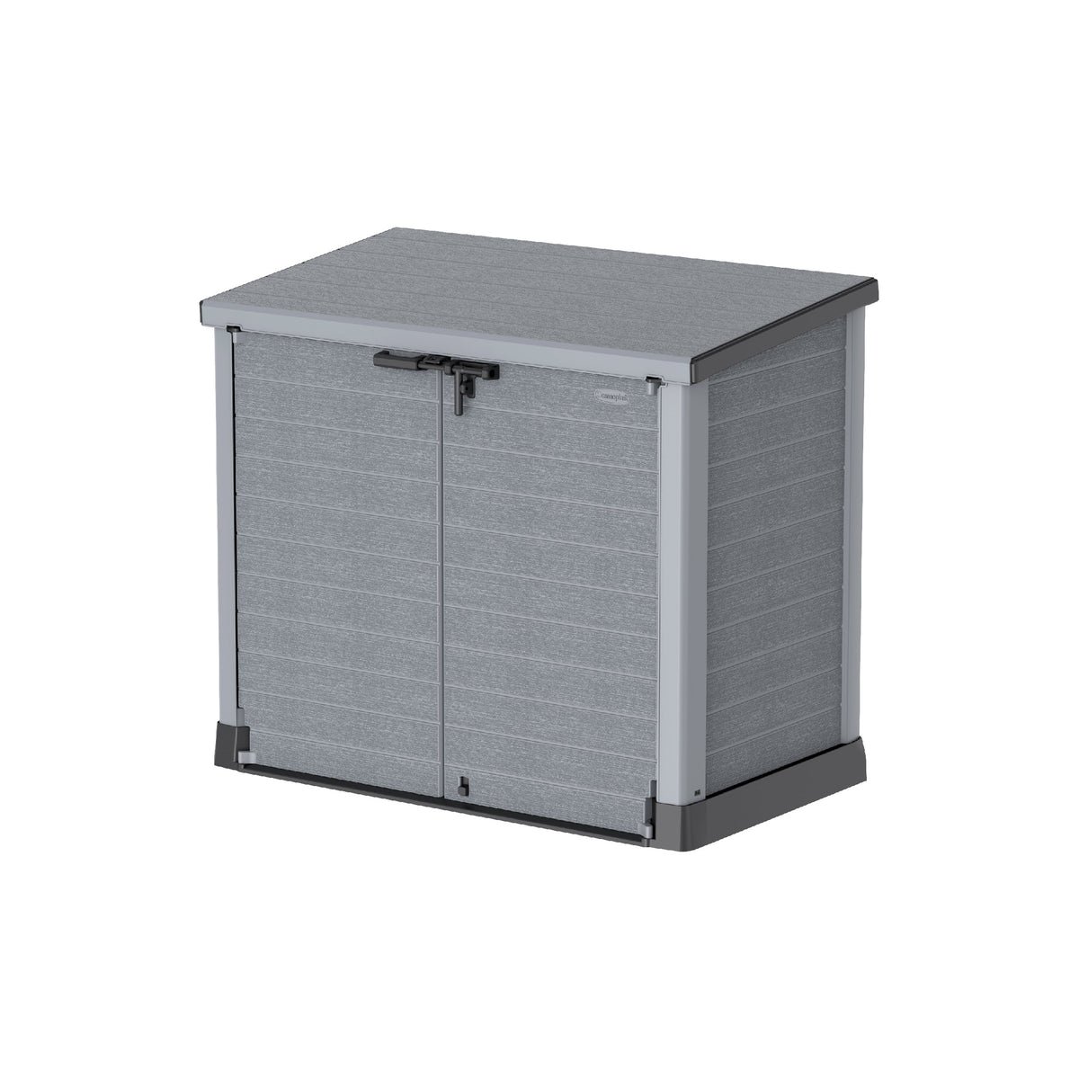 Cosmoplast Cedargrain 1200L Small Storage Shed with Flat Lid – Dark Grey