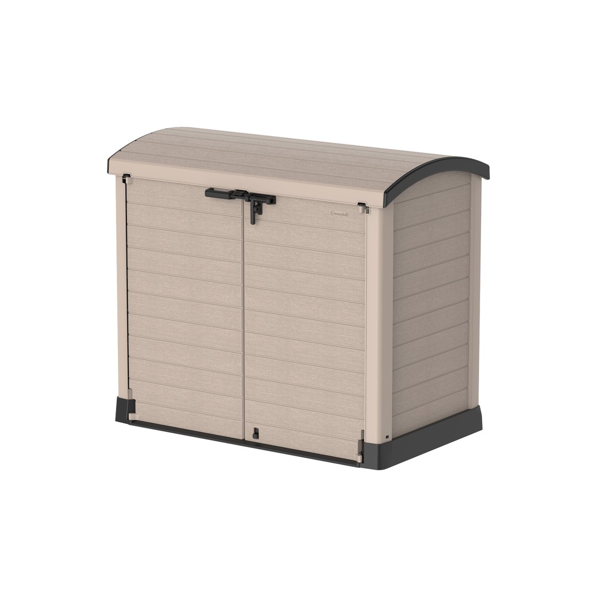 Cosmoplast Cedargrain 1200L Small Storage Shed with Arc Lid – Warm Taupe
