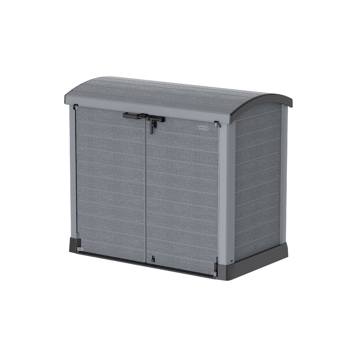 Cosmoplast Cedargrain 1200L Small Storage Shed with Arc Lid – Dark Grey