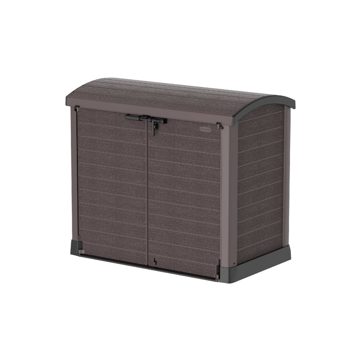 Cosmoplast Cedargrain 1200L Small Storage Shed with Arc Lid – Dark Brown