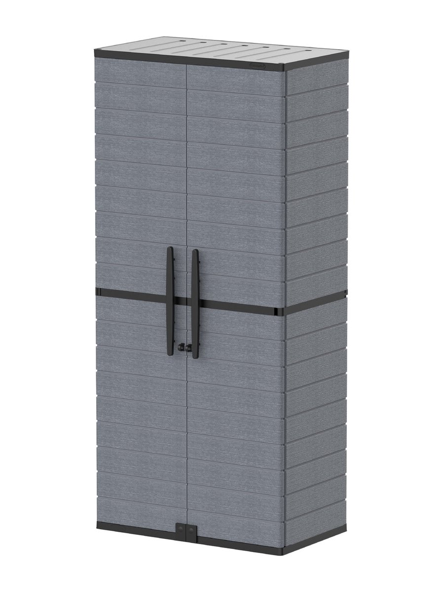 Cosmoplast Cedargrain Vertical Storage Tall Cabinet – Dark Grey
