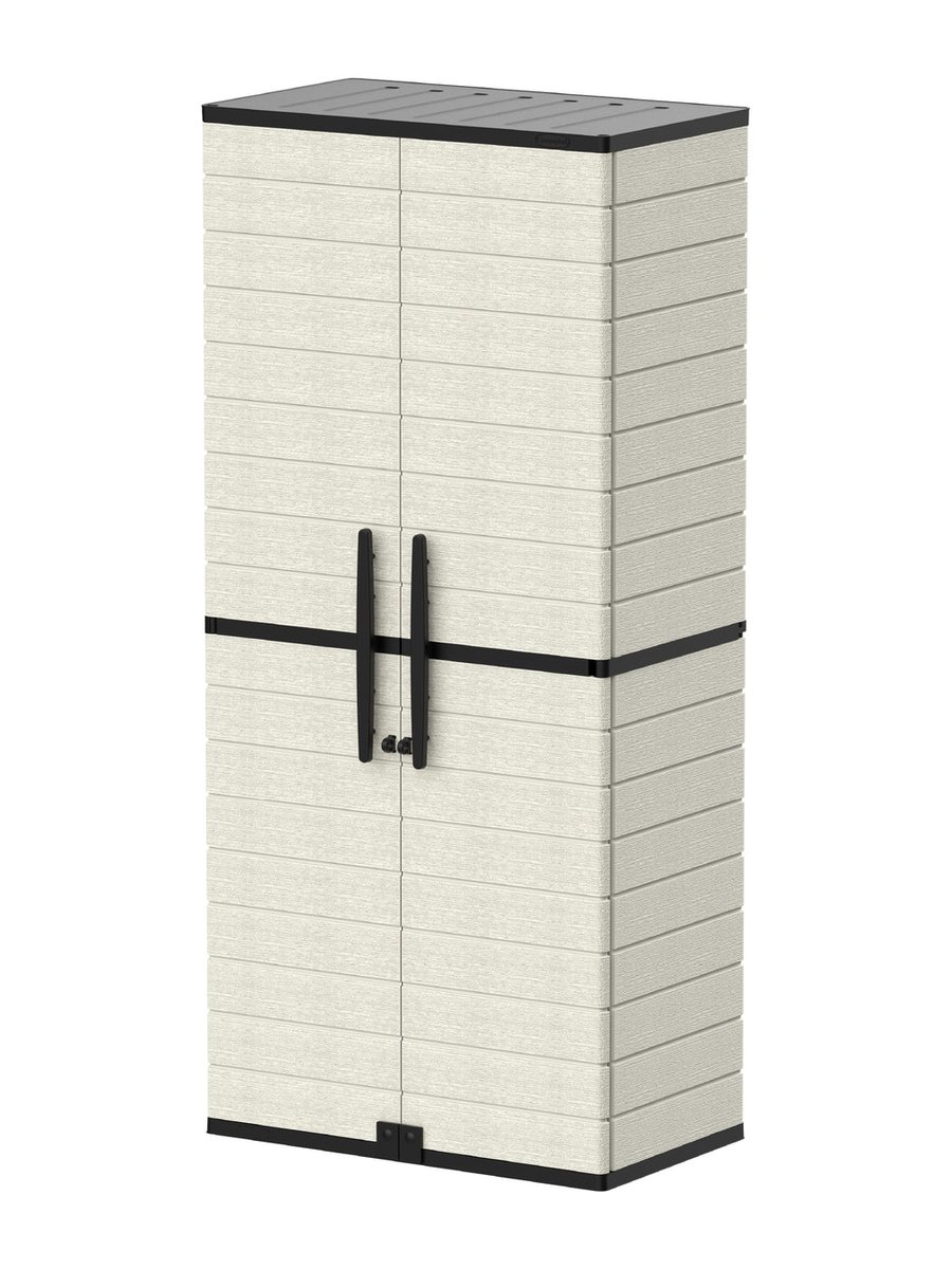 Cosmoplast Cedargrain Vertical Storage Tall Cabinet – Off-White