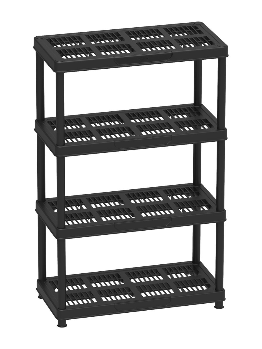 Cosmoplast 4-Tier Shelving Storage Rack – Black