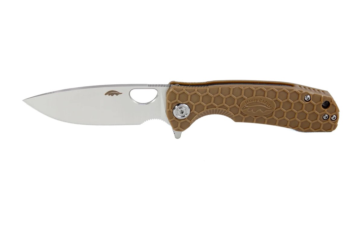 Honey Badger Flipper 8Cr13MoV Small Folding Knife – Tan