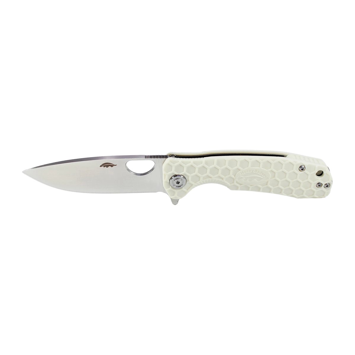 Honey Badger Flipper D2 Small Folding Knife (No Choil) – White